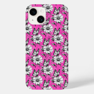 Butterfly On Flower Pattern Pink Design   Case-Mate iPhone 14 Case