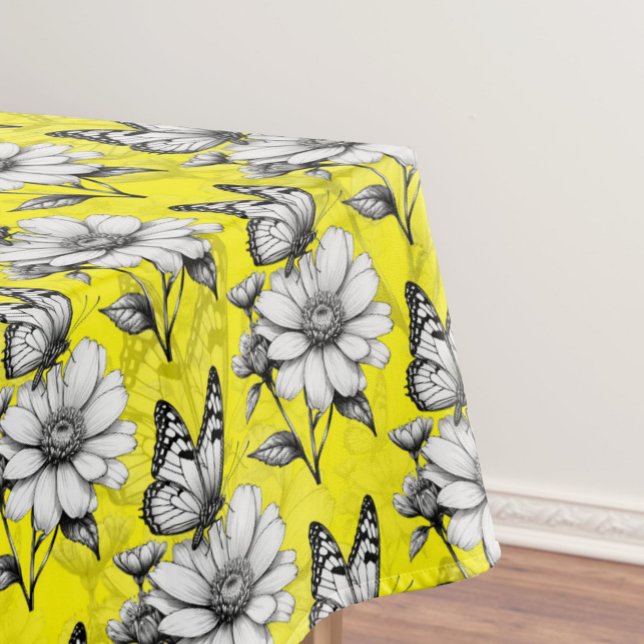 Butterfly On Flower Pattern Yellow Design   Tablecloth (Creator Uploaded)