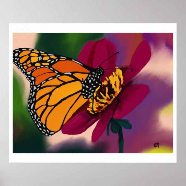 Butterfly on Flower Poster (Front)