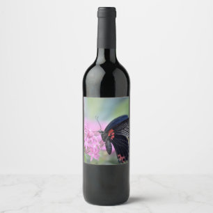 Butterfly on flower wine label
