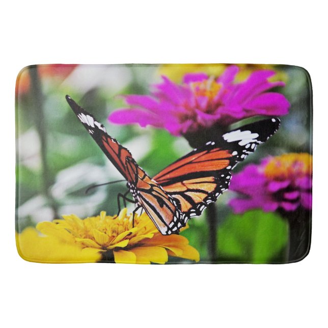 Butterfly on Flowers #2 Bath Mat (Front)