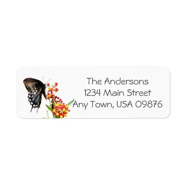 Butterfly on Flowers, customised address  (Front)