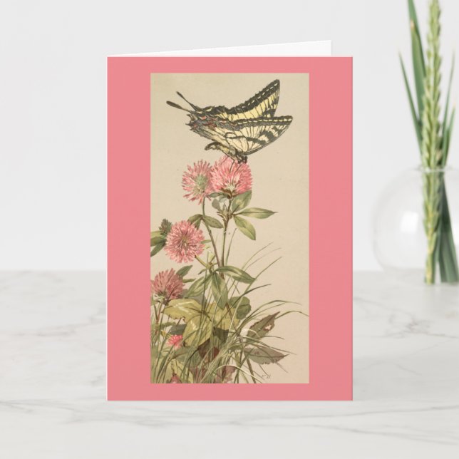 Butterfly On Flowers Thank-You Card (Front)