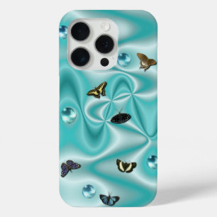Butterfly on Green Silk with Pearls iPhone 15 Pro Case