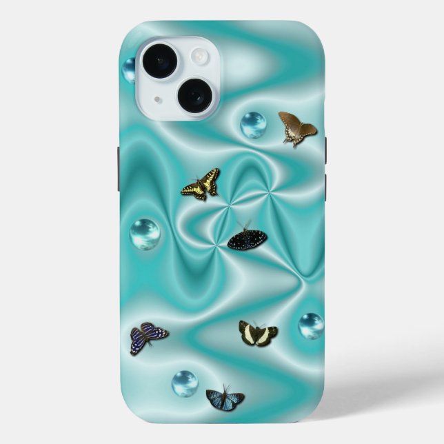 Butterfly on Green Silk with Pearls Case-Mate iPhone Case (Back)