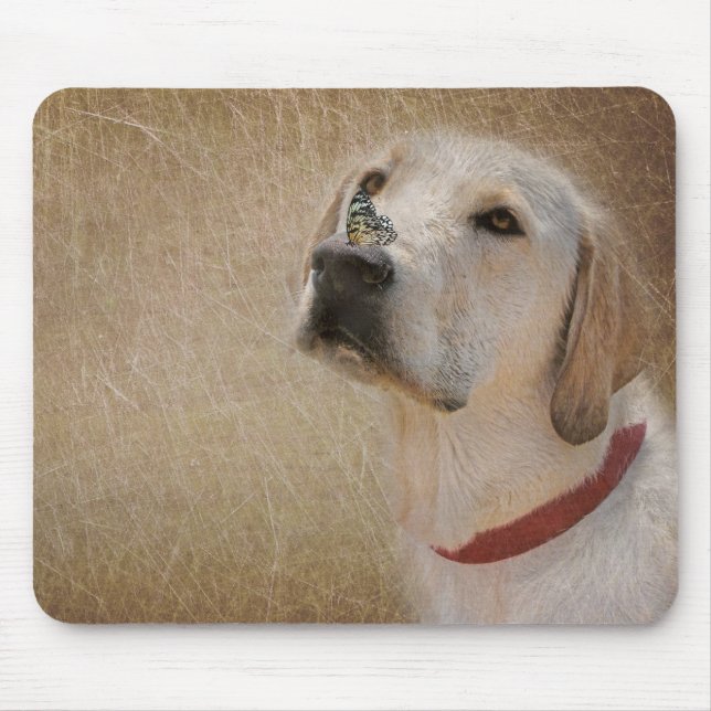 Butterfly on Labrador Retriever's Nose Mouse Mat (Front)