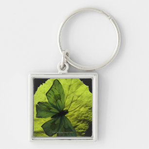 Butterfly on leaf key ring