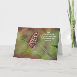 Butterfly on Leaves Scripture Card Psalm 46:10