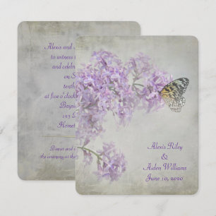 Butterfly on Lilacs wedding invite