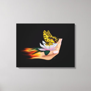 Butterfly on Lotus Bloom Canvas Print
