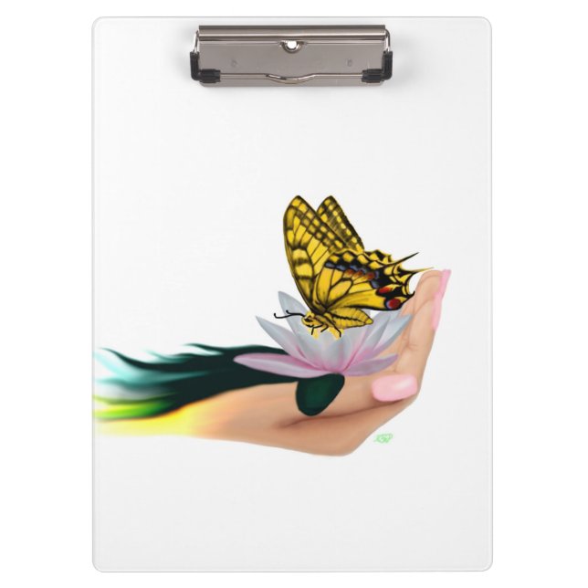 Butterfly on Lotus Bloom Clipboard (Front)