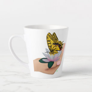 Butterfly on Lotus Bloom Latte Mug