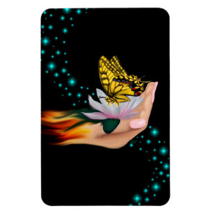Butterfly on Lotus Bloom Magnet
