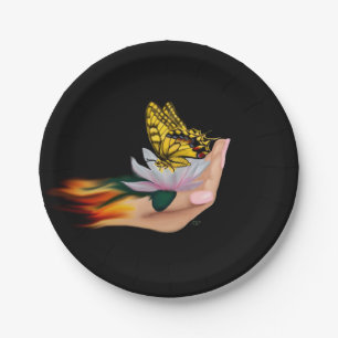 Butterfly on Lotus Bloom Paper Plate