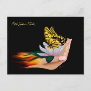 Butterfly on Lotus Bloom Postcard