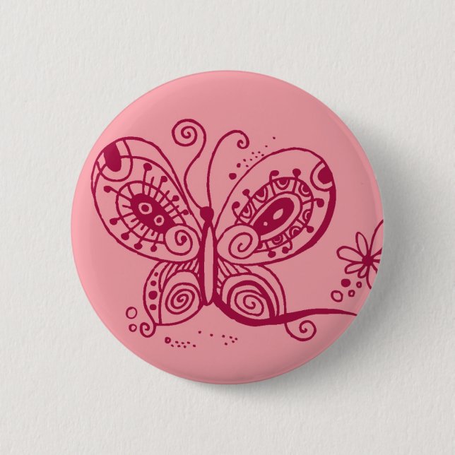 Butterfly on Pink Button (Front)