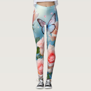Butterfly On Pink Flower Leggings