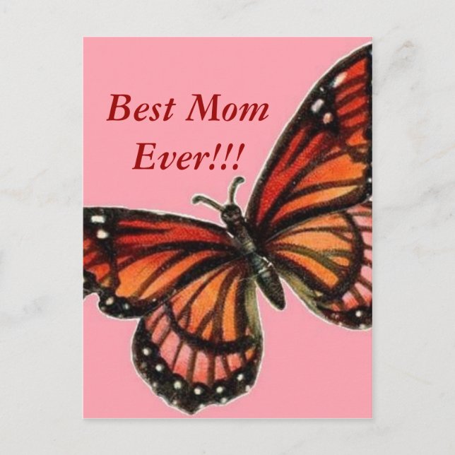 Butterfly on Pink Happy Mother's Day!!! Postcard (Front)