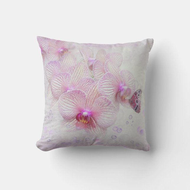 Butterfly on Pink Orchid Cushion (Front)