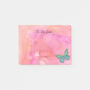 Butterfly on Pink Watercolor Post-it Notes