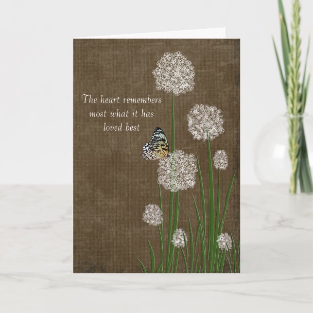 Butterfly On Puff Flower Sympathy  Card (Front)