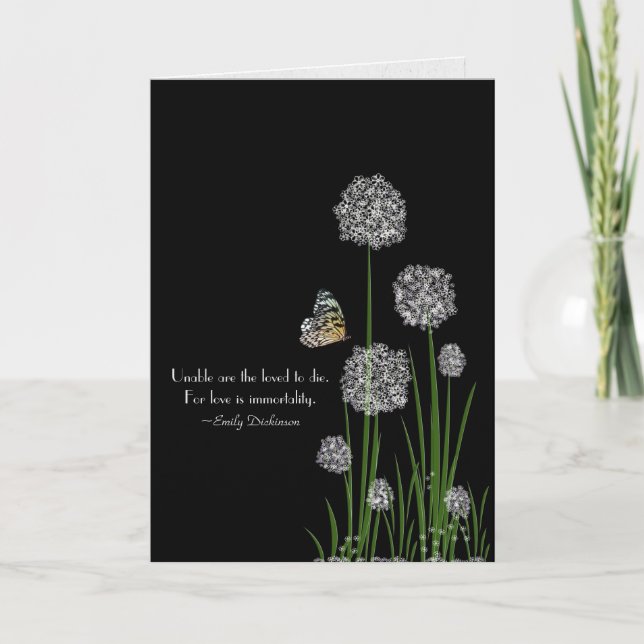 Butterfly on Puff flower sympathy Card (Front)