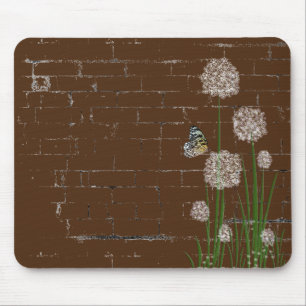 Butterfly on puff wildflower mouse mat