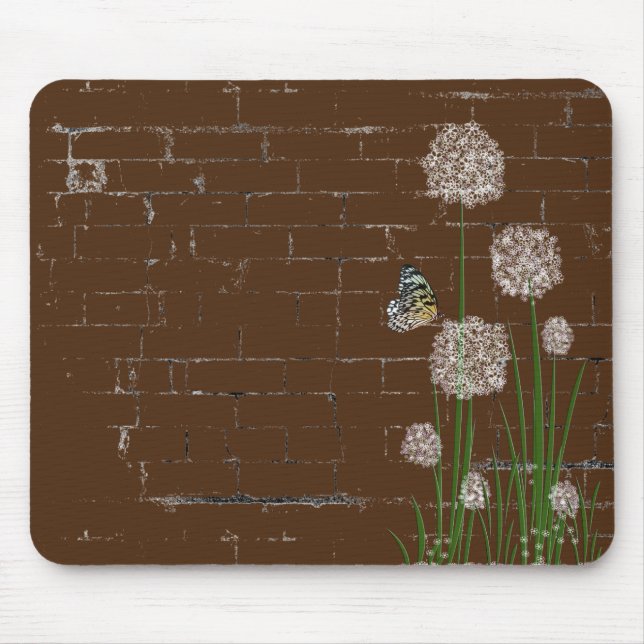 Butterfly on puff wildflower mouse mat (Front)