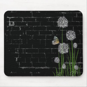 Butterfly on puff wildflower mouse mat