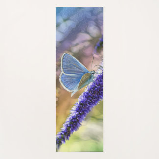 Butterfly On Purple Flowers Yoga Mat