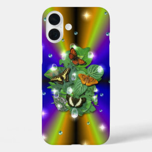 Butterfly on purple yellow Rainbow iPhone 16 Plus Case