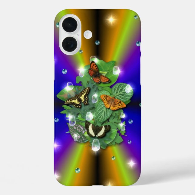 Butterfly on purple yellow Rainbow Case-Mate iPhone Case (Back)
