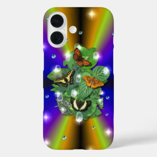 Butterfly on purple yellow Rainbow iPhone 16 Case