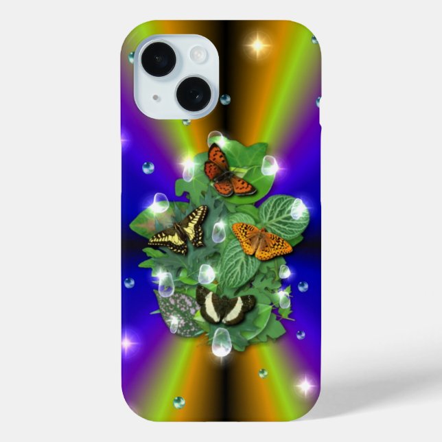 Butterfly on purple yellow Rainbow Case-Mate iPhone Case (Back)