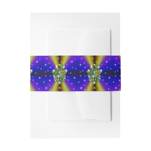 Butterfly on purple yellow Rainbow Invitation Belly Band (Front Example)