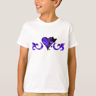 Butterfly on rainbow Lily and Heart T-Shirt
