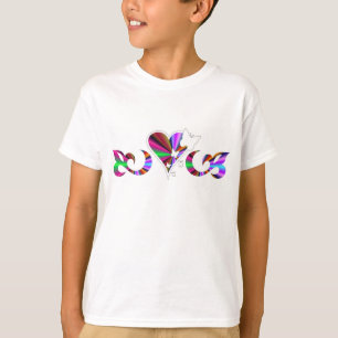 Butterfly on Rainbow Lily and Heart T-Shirt