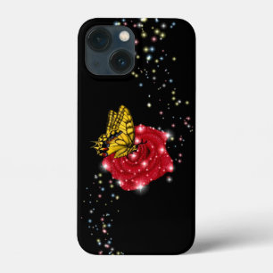 Butterfly on red Rose iPhone 13 Mini Case