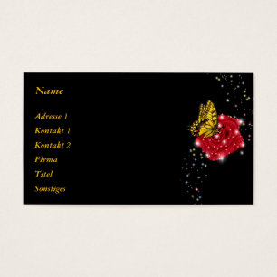 Butterfly on red Rose with Raindrops and Stars