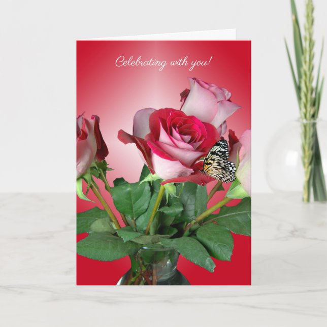 butterfly on rose bouquet card (Front)