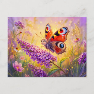 Butterfly on Summer Lilac in Late Summer Postcard