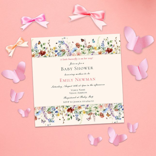 Butterfly on the Way Bohemian Baby Shower Invitation (Creator Uploaded)
