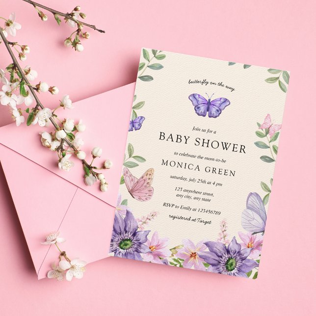 Butterfly on The Way Spring Garden Baby Shower Invitation (Creator Uploaded)