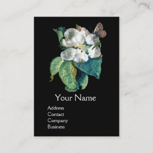 BUTTERFLY ON THE WHITE FLOWER , FLORAL MONOGRAM BUSINESS CARD