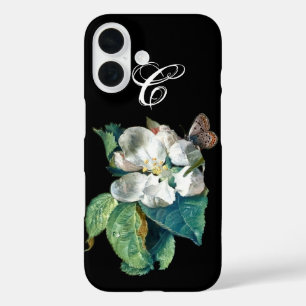 BUTTERFLY ON THE WHITE FLOWER , FLORAL MONOGRAM iPhone 16 CASE