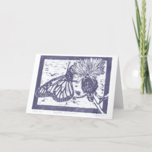 Butterfly on Thistle Japanese Woodblock Print Thank You Card