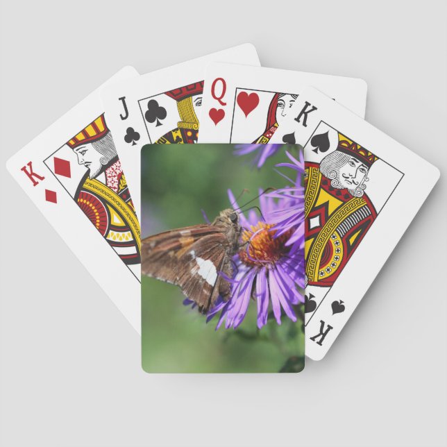 Butterfly On Wild Purple Aster Flower Nature  Playing Cards (Back)