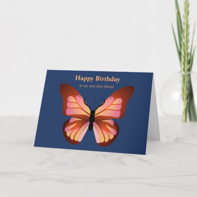 Butterfly Orange Pink and Black Custom Recipient Card (Front)