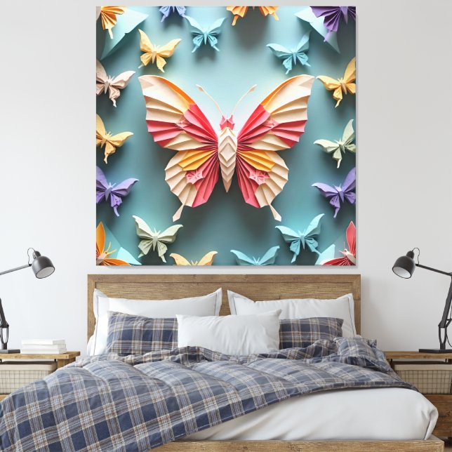 Butterfly Origami Canvas Print (Insitu(Bedroom))