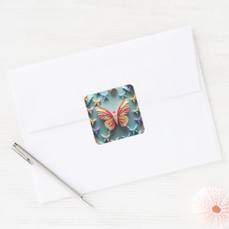 Butterfly Origami Square Sticker